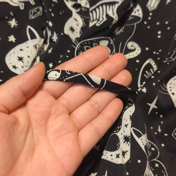 Disturbia Black and Cream Celestial Cat Pattern Midi Dress - Picture 4 of 5